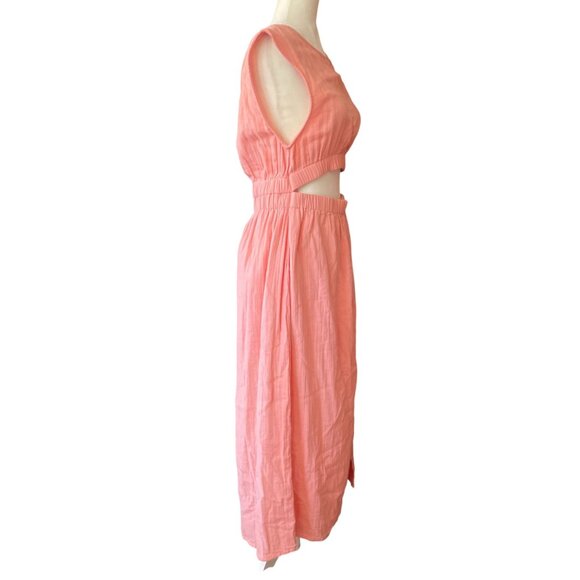 NWT Elan Coral Cut Out Midi Dress SZ M 100% Cotton Breezy Summer Wear - Picture 3 of 16